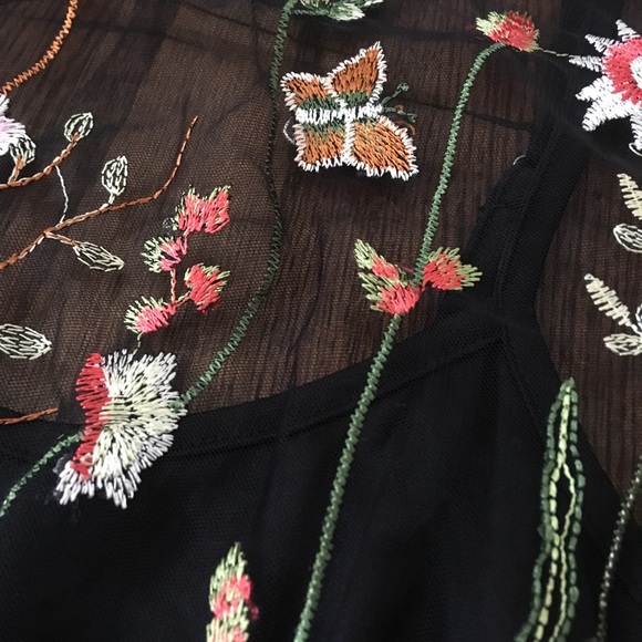 NWOT Mesh Floral Black Dress - Picture 3 of 5